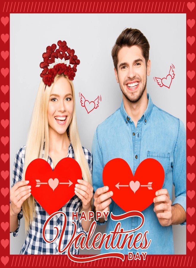 تشوانغ دي طوق رأس تشوانغدي على شكل قلب مزين بالورود، تاج زهري لامع، طوق رأس مزين بالورود لحفلات الزفاف في عيد الحب (أحمر) - Image 5